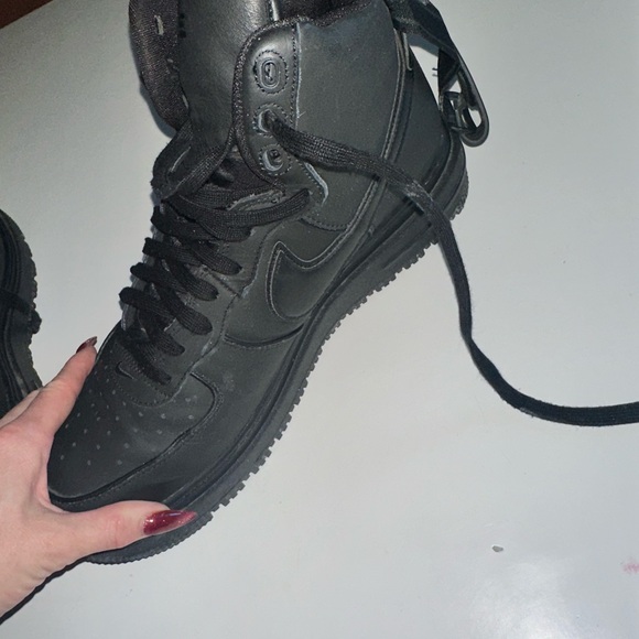 Nike Air Force 1 Boot All Black Anthracite Leather High-Tops Sneakers Size 13